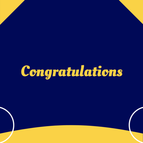 Blue and yellow color wish card, Congratulations.