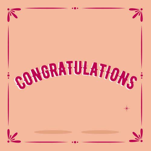 Congratulations, Simple design and a pink frame.