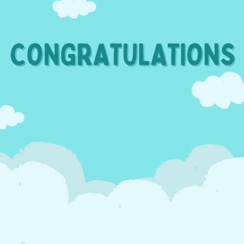 Clouds on a blue background, Congratulations.