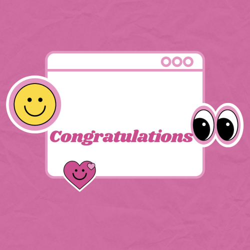 Congratulations with smiley and heart symbol