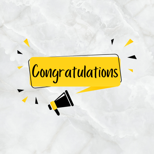 Grey paper and horn on design, Congratulations.