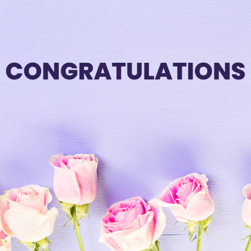 Flowers on wish card, Congratulations.