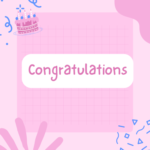 Congratulations, cake on pink color design.