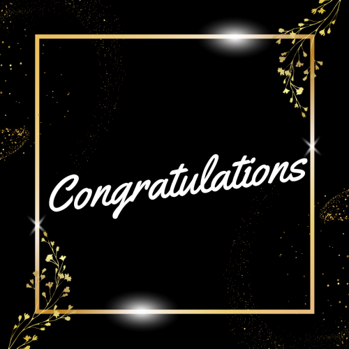 Black and golden theme wish card, Congratulations.