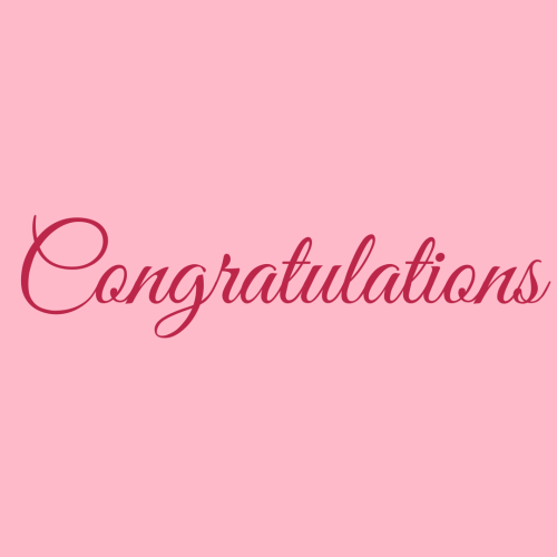 Congratulations, pink color wish card.