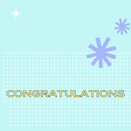 Congratulations, simple blue background.