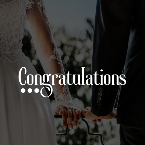 A couple picture in the background, Congratulations.