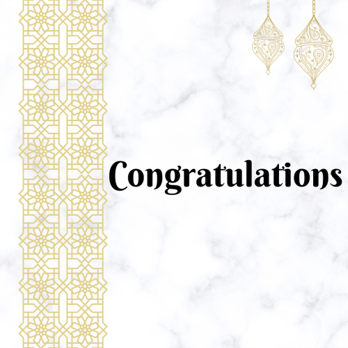 Beautiful patterns on a wish card, Congratulations.