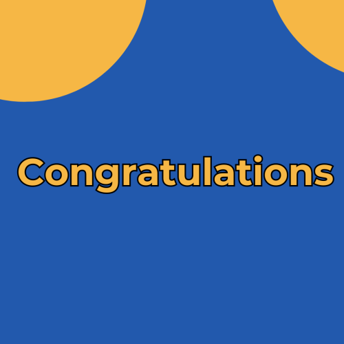 Blue and light orange simple wish card design, Congratulations.