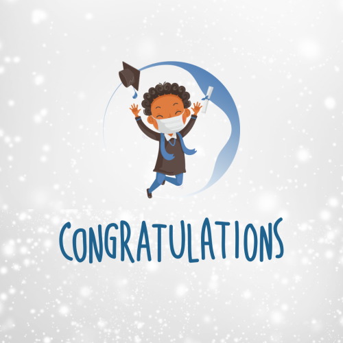 Boy character complete graduation, Congratulations.