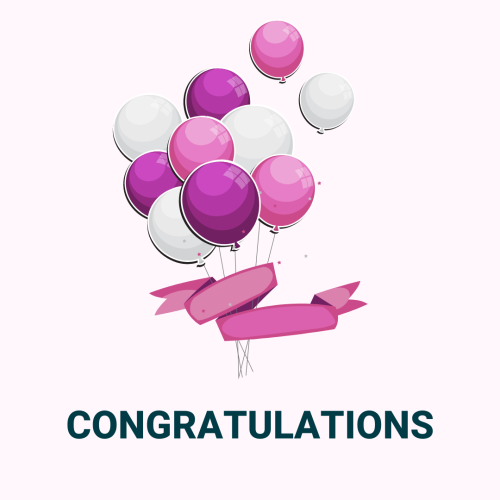 Congratulations, lots of balloons on white background.