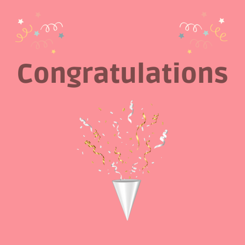 Pink simple wish card, Congratulations.