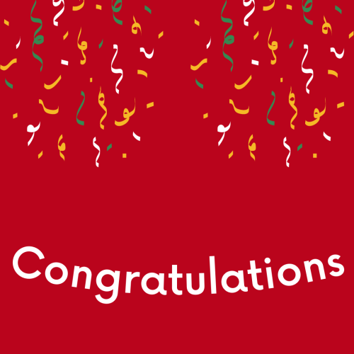 Lots of sparkles on the red background, Congratulations.