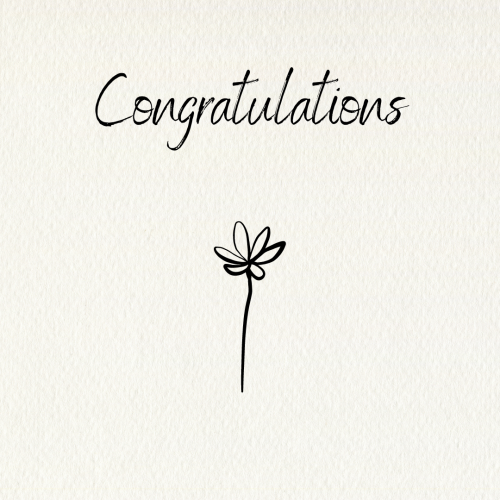 Flower drawing on a white background, Congratulations.