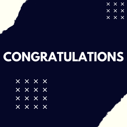 Blue and white mixed color card, Congratulations.