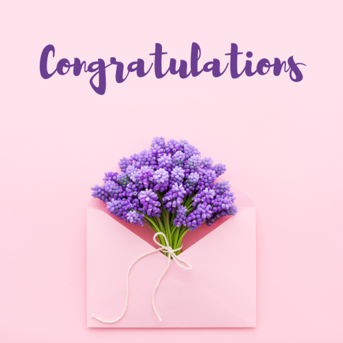 Flowers in an envelop, Congratulations.