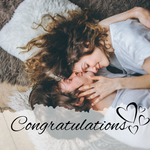 A girl kissing girl forehead, Congratulations.