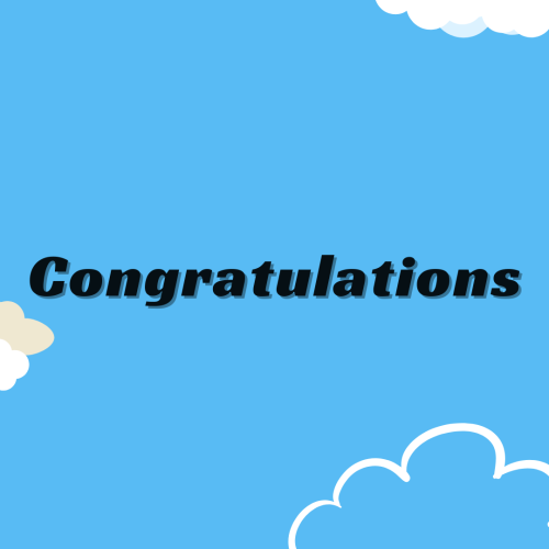 Congratulations, sky blue wish card.