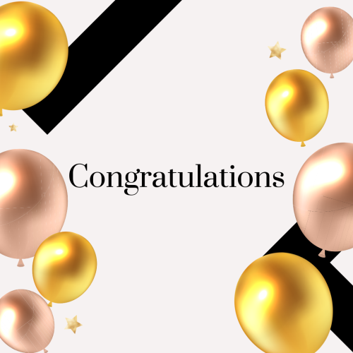 Golden and pink color balloons, Congratulations.