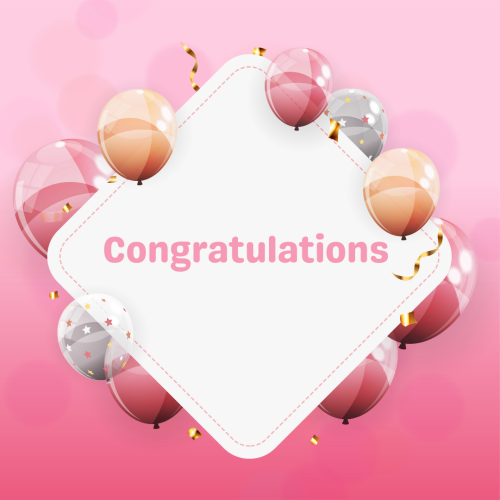 Lots of shiny colorful balloons, Congratulations.