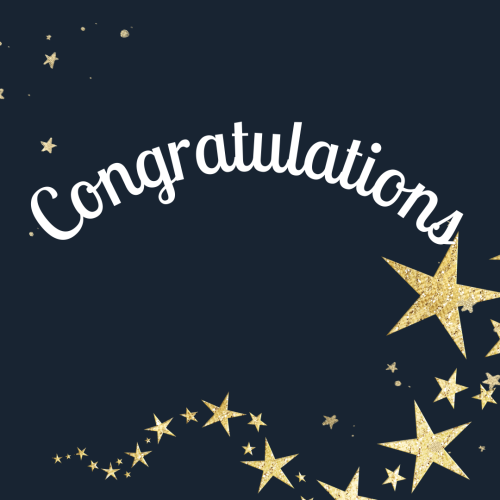 Shiny stars on a blue background, Congratulations.