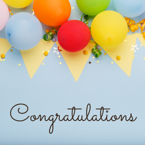 Lots of colorful balloons, Congratulation.