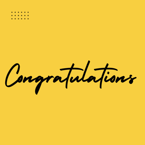 Yellow color wish card, Congratulations.