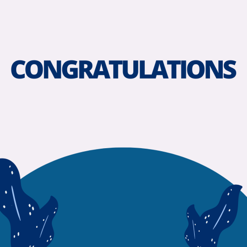 Blue and white color wish card, Congratulations.
