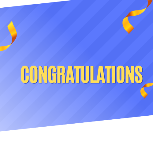 Shiny blue and white wish card, Congratulation.