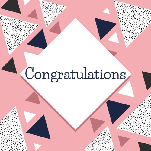 Lots of triangles on a wish card, Congratulations.