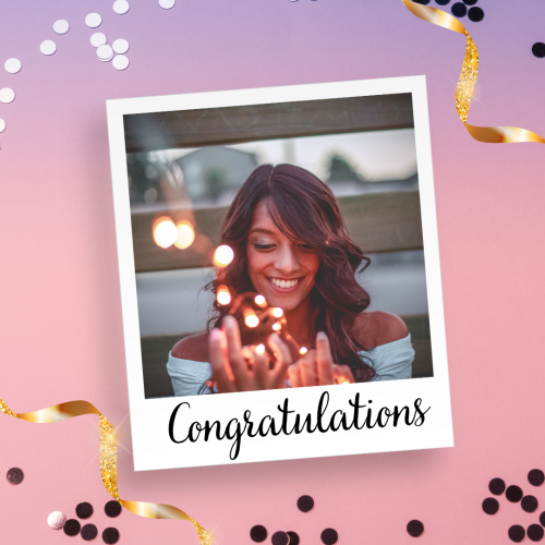 Golden sparkles and golden frame, Congratulations.