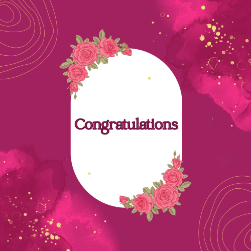 Pink background and flowers on it, Congratulations.