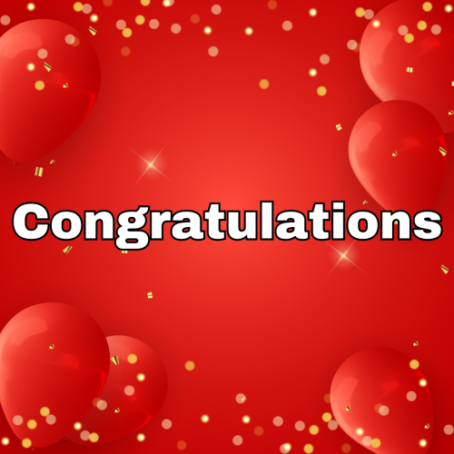 Red balloons on a red  background, Congratulations.