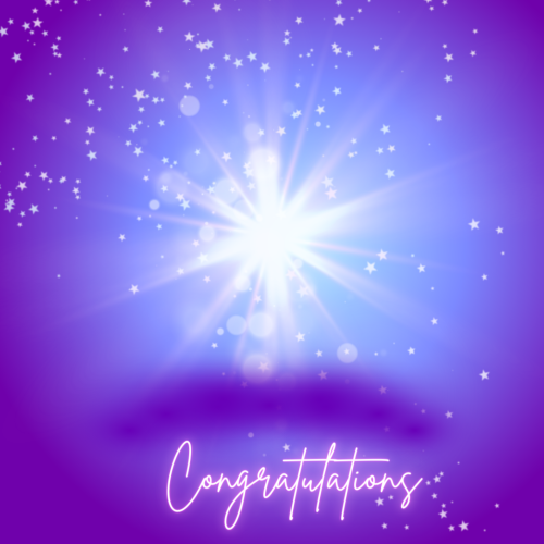 Congratulation, purple background.