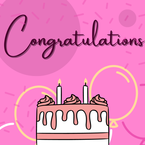 A cake on a pink background, Congratulations.