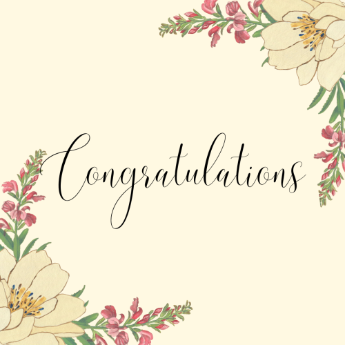 Flowers on off white background, Congratulations.