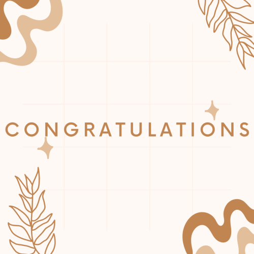 Congratulations leaves drawing on a wish card.