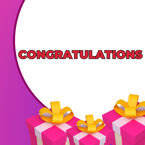 Congratulations, Pink background and pink gifts on a wish card.