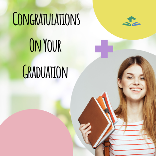 Congratulations On Your Graduation, Beautiful Girl Holding Books In Her Hand