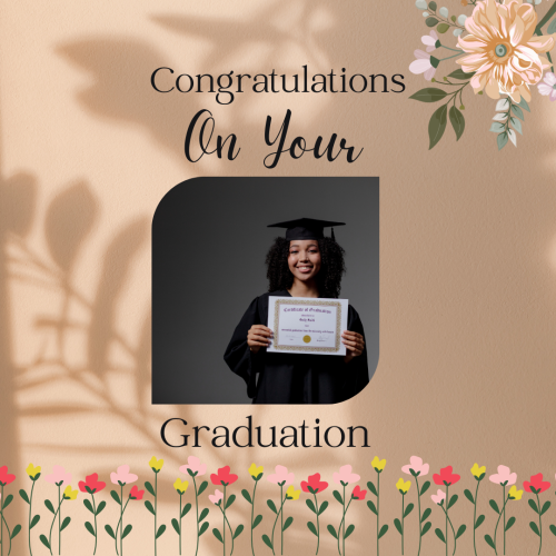 Congratulations On Your Graduation, Girl Wearing Graduate Cap And Holding Certificate Of Graduation