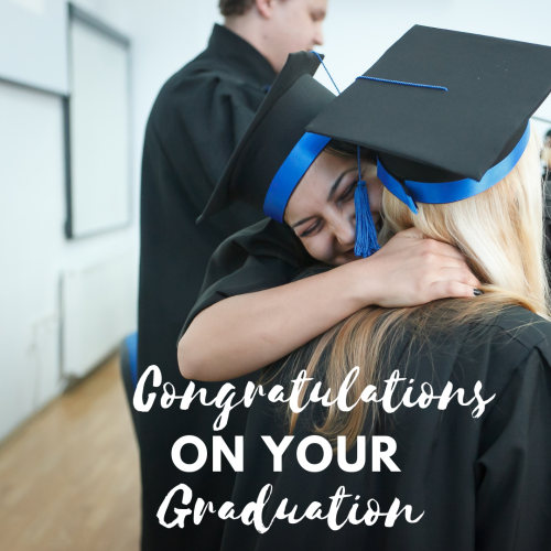 Girl Hugging to Her Friend On Annual Convocation. And Saying Congratulations On Graduation.