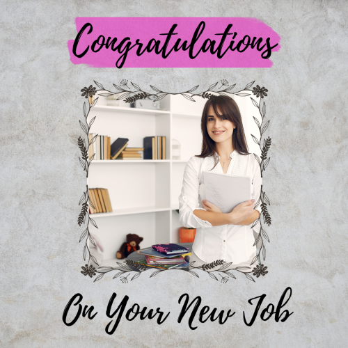 Beautiful Girl Holding A Pad In Hand, Congratulations On Your New Job