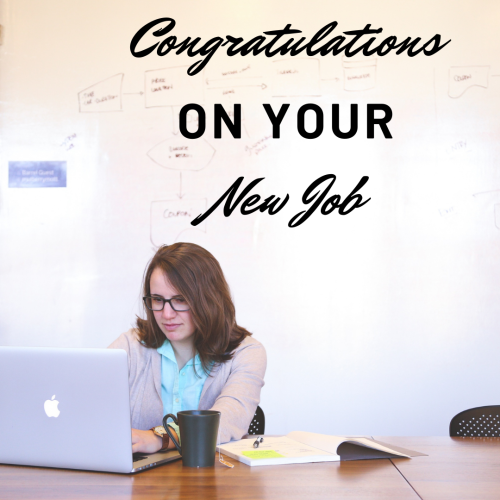 Girl Doing Work In The Office. Congratulations On Your New Job.