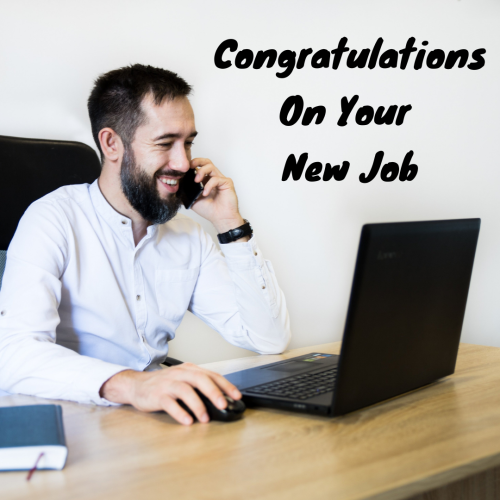 Man Looking So Happy On His New Job. Congratulations On Your New Job.