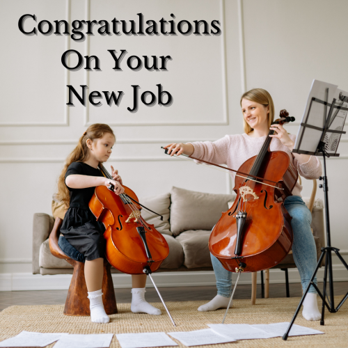  Lady Teaching Piano To Small Girl. Congratulations On Your New Job.