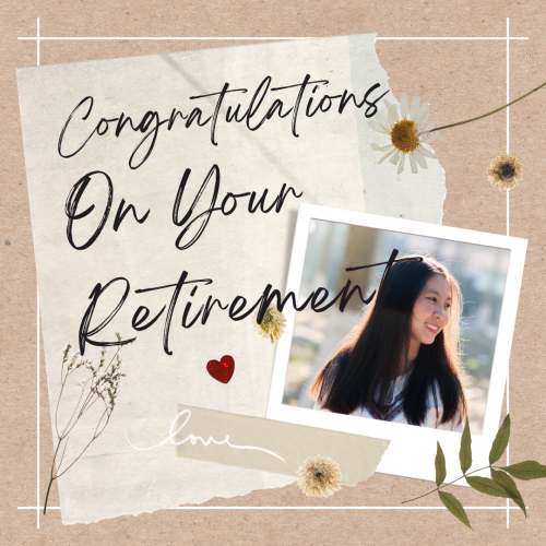  Girl saying congratulations on your retirement.