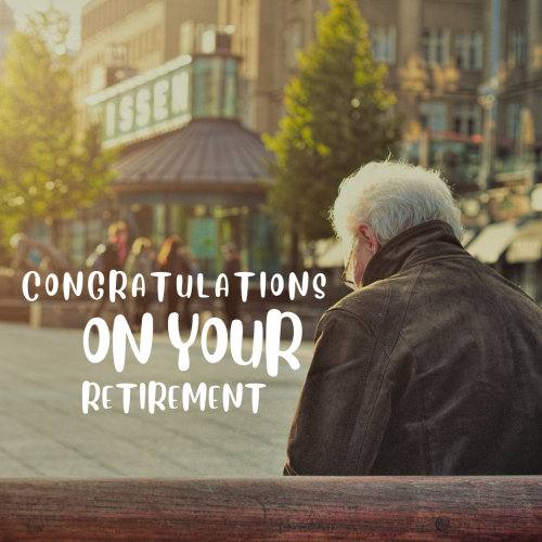 Congratulations On Your Retirement, A Men Wearing Black Coat Sitting On The Bench