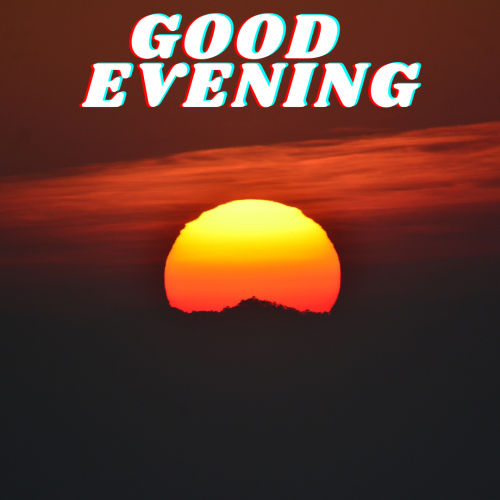 Sun and brown background on wish card GOOD EVENING