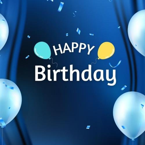 Balloons on wish card Happy Birthday.