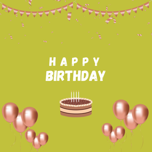 Balloons and ribbon on wish card Happy Birthday